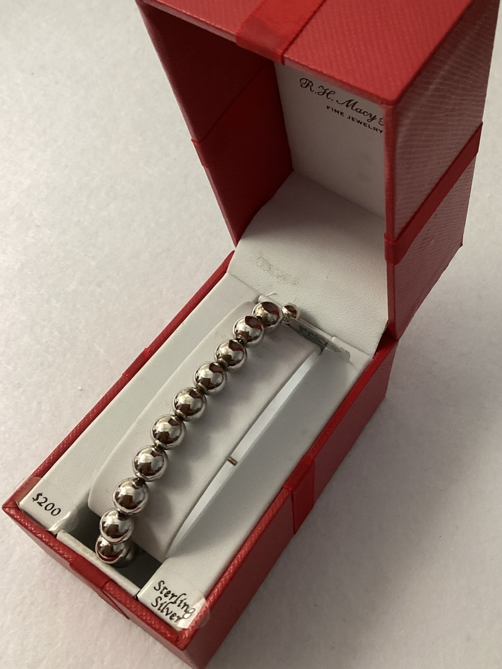 RH Macys Sterling Silver 8mm Beaded Ball Bracelet